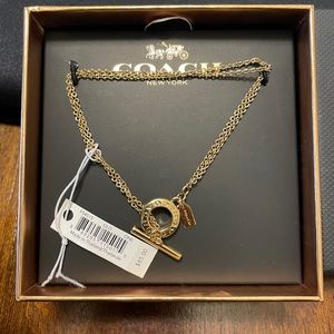 Coach Gold Toggle Double Chain Bracelet